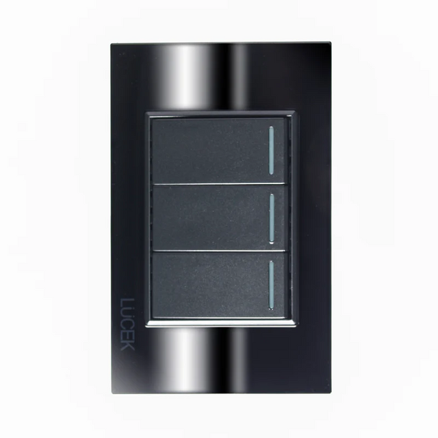 Lucek cristal espejo negro 2 interruptores sencillos y 1 de escalera de 1 mod