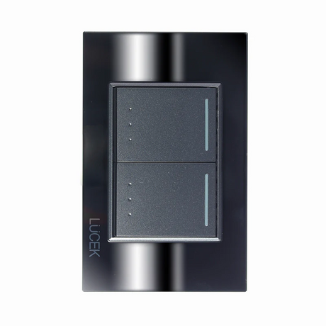 Lucek cristal espejo negro 2 interruptores de escalera de 1.5 mod