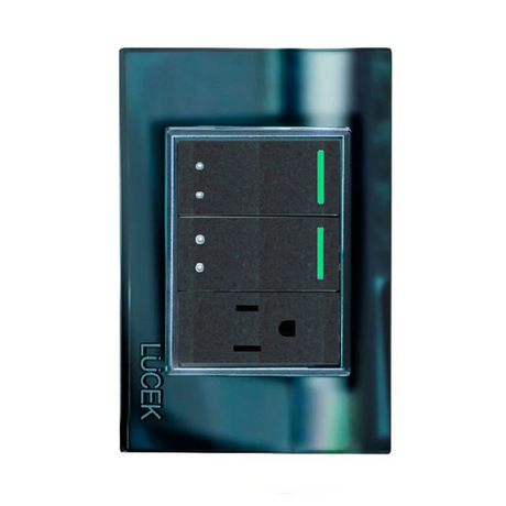 Lucek cristal espejo negro 2 interruptores de escalera y 1 contacto de 1 mod