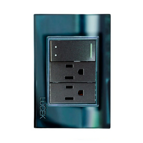 Lucek cristal espejo negro 1 interruptor de escalera y 2 contactos de 1 mod