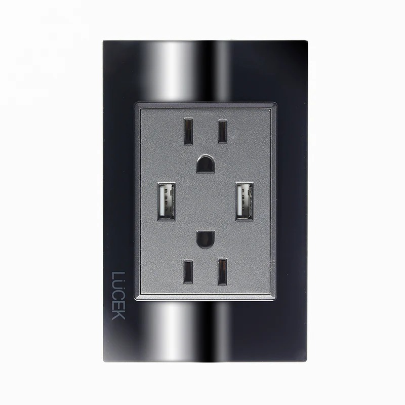 Lucek cristal espejo negro 2 contactos y 2 entradas de USB