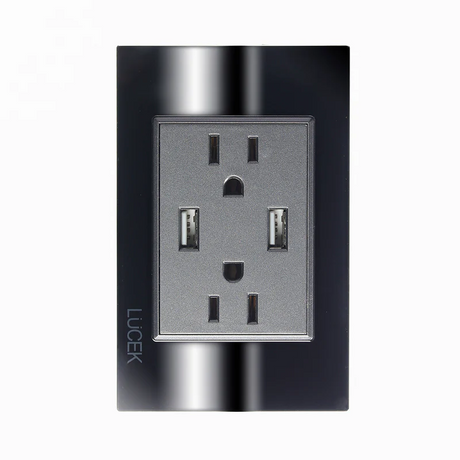 Lucek cristal espejo negro 2 contactos y 2 entradas de USB