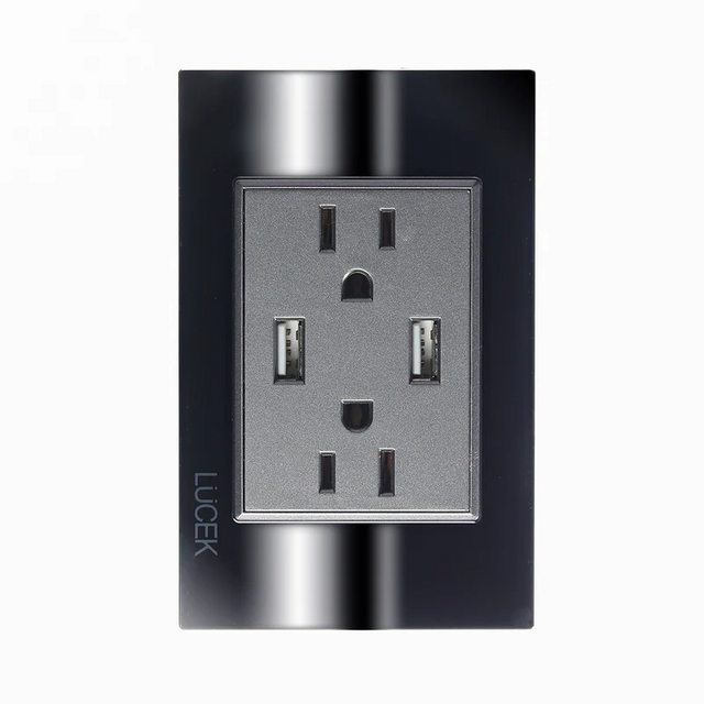 Lucek cristal espejo negro 2 contactos y 2 entradas de USB