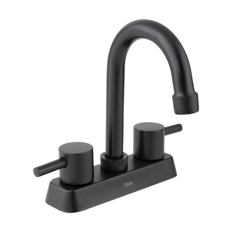 Dica 4066.2 mezcl. ecol. de 4 pulg. para lavabo con cubierta y manerales tipo bar cuello alto palanca cilindro negro mate