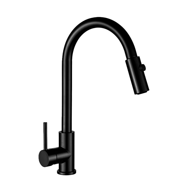 Dica 4088.2 monomando ecologico con nariz retractil y giratoria 360 para fregadero altura 42.5 cm. acabado redondo negro mate