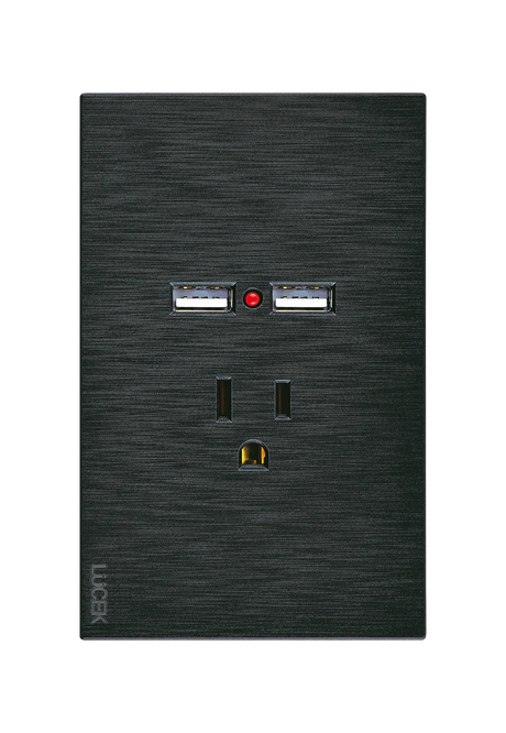 Lucek flat negro -BF05-N- 1 contacto y 2 entradas, USB