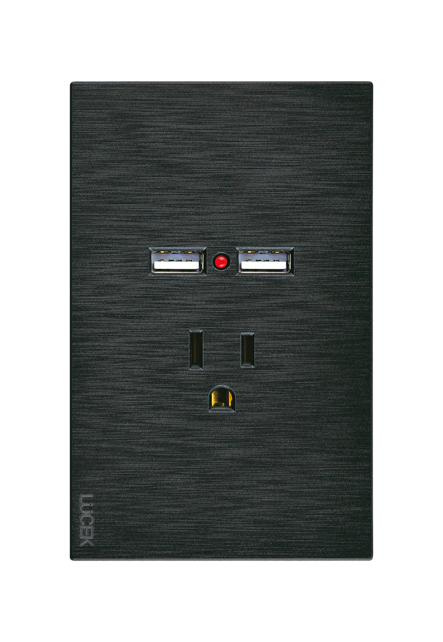 Lucek flat negro -BF05-N- 1 contacto y 2 entradas, USB