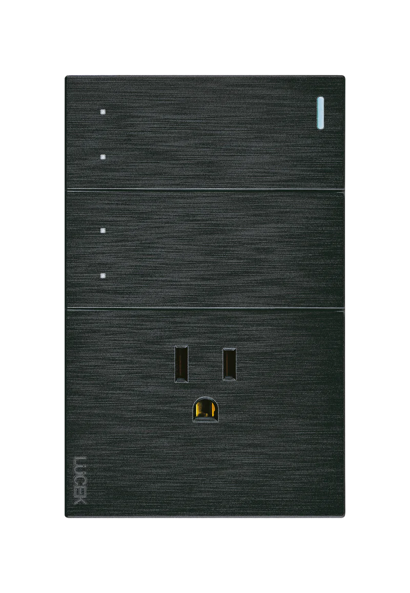 Lucek flat negro -BF13-N- 2 interruptores, escalera y 1 contacto, 1 m