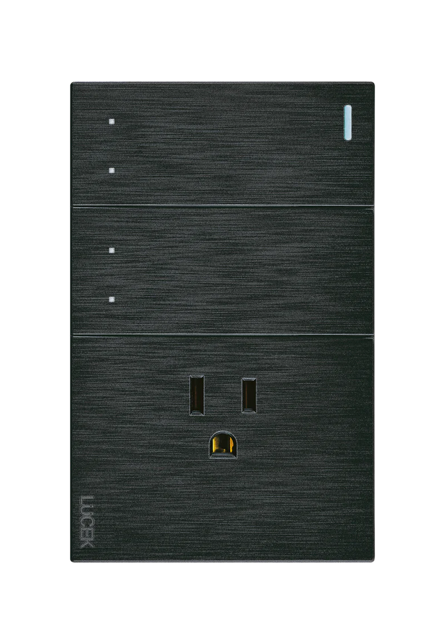 Lucek flat negro -BF13-N- 2 interruptores, escalera y 1 contacto, 1 m