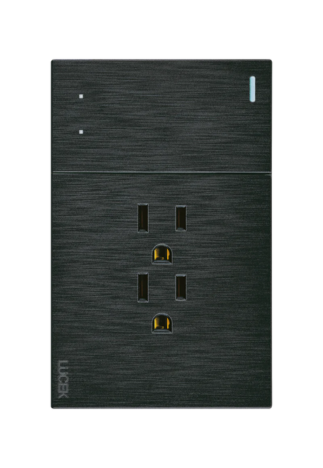 Lucek flat negro -BF14-N- 1 interruptor, escalera y 2 contactos, 1 mflat
