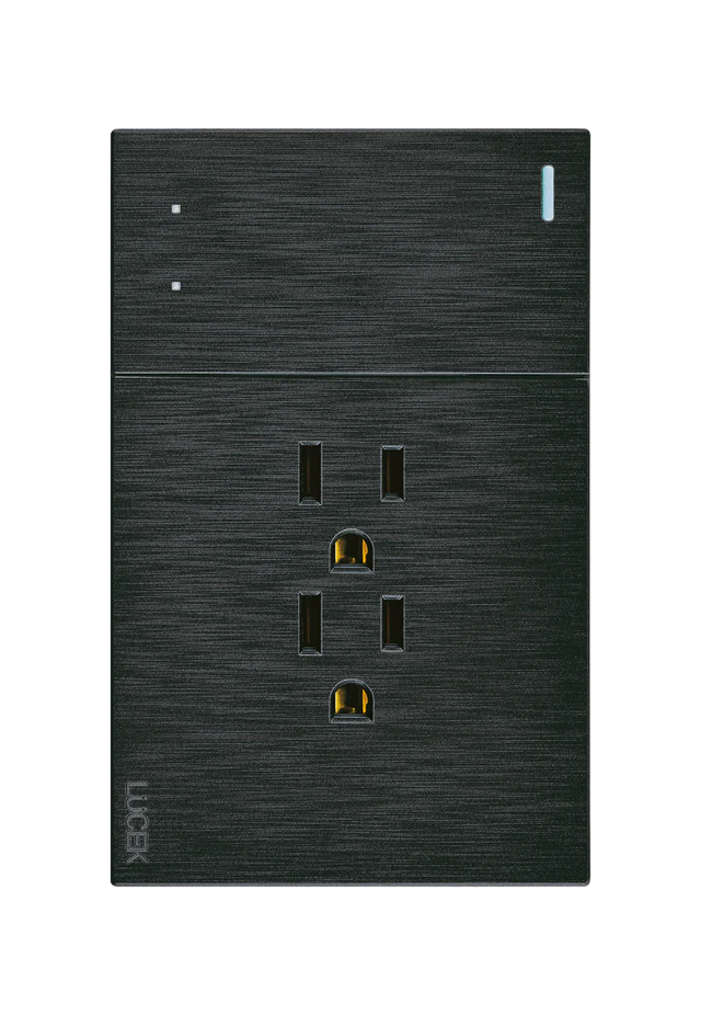 Lucek flat negro -BF14-N- 1 interruptor, escalera y 2 contactos, 1 mflat