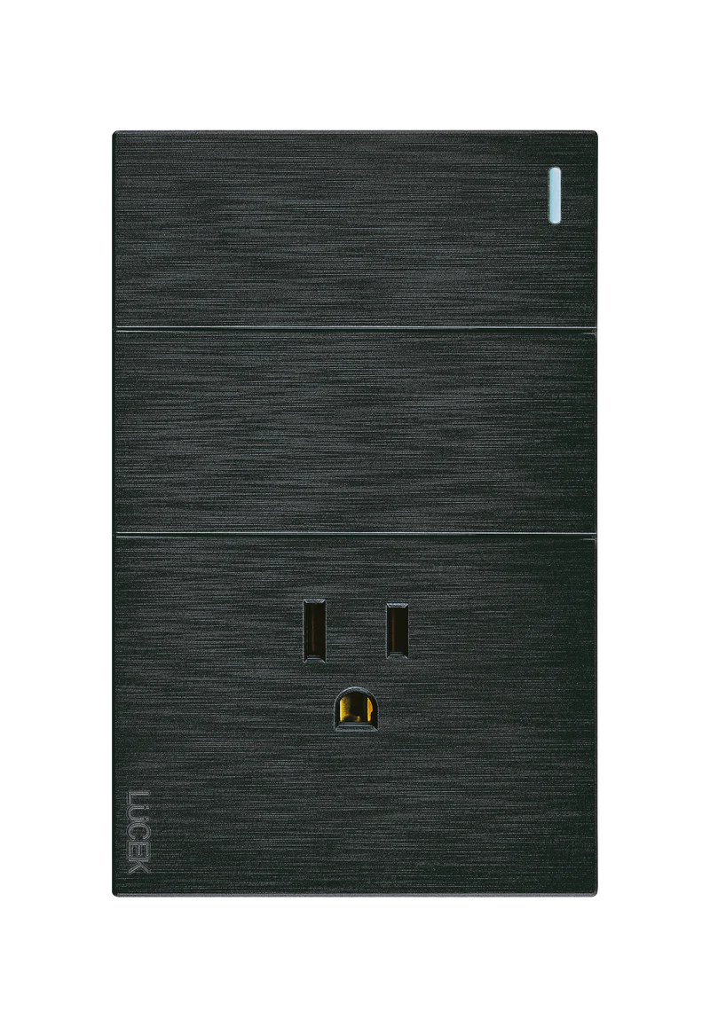 Lucek flat negro -BF19-N- 2 interruptores sencillos y 1 contacto, 1 m