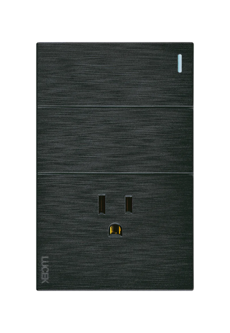 Lucek flat negro -BF19-N- 2 interruptores sencillos y 1 contacto, 1 m