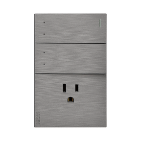 Placa Lucek Flat plata BF13-P con 2 interruptores de escalera y 1 contacto, 1 módulo