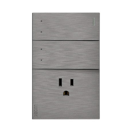 Placa Lucek Flat plata BF13-P con 2 interruptores de escalera y 1 contacto, 1 módulo