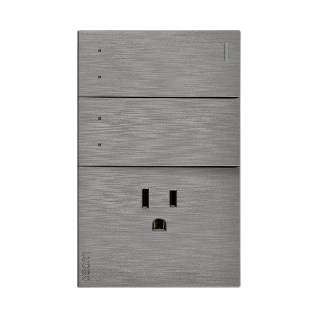 Placa Lucek Flat plata BF13-P con 2 interruptores de escalera y 1 contacto, 1 módulo