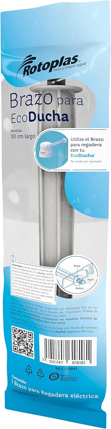 Rotoplas brazo plus para ecoducha regadera electrica 30 cm - imagen 3