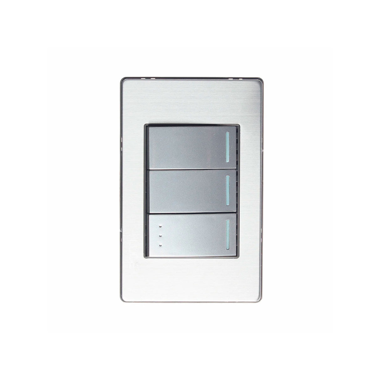 Lucek cristal espejo plata 3 interruptores sencillos de 1 mod