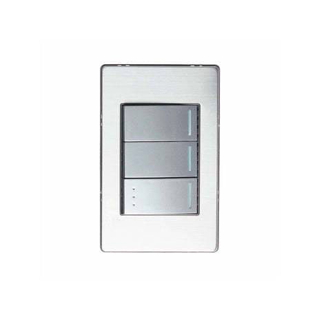 Lucek cristal espejo plata 3 interruptores sencillos de 1 mod