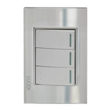 Lucek cristal espejo plata 2 interruptores sencillos y 1 de escalera de 1 mod