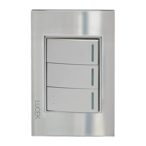 Lucek cristal espejo plata 2 interruptores sencillos y 1 de escalera de 1 mod