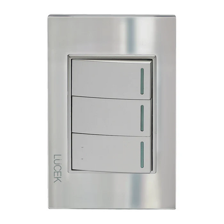 Lucek cristal espejo plata 2 interruptores sencillos y 1 de escalera de 1 mod