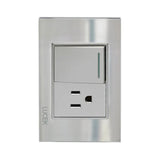 Lucek cristal espejo plata 1 interruptor sencillo y 1 contacto de 1.5 mod