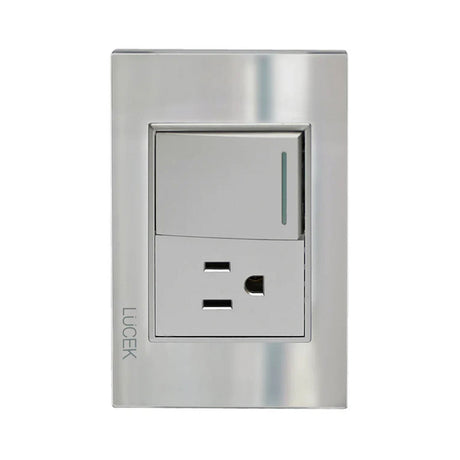 Lucek cristal espejo plata 1 interruptor sencillo y 1 contacto de 1.5 mod