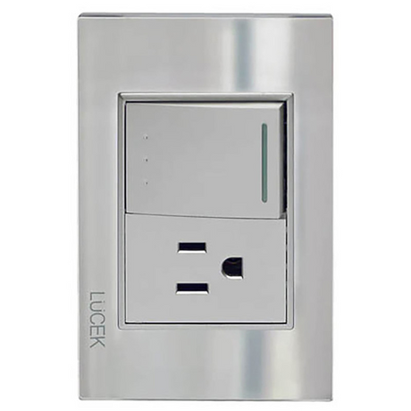 Lucek cristal espejo plata 1 interruptor de escalera y 1 contacto de 1.5 mod