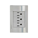 Lucek cristal espejo plata 3 contactos de 1 mod