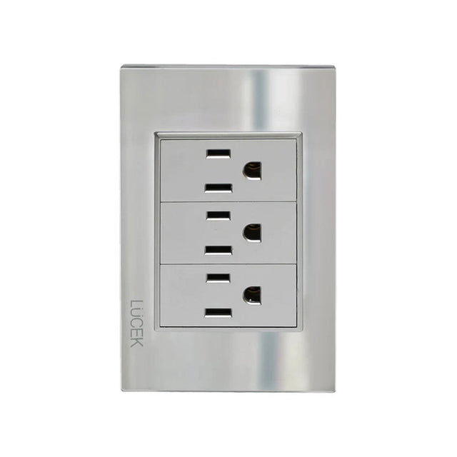 Lucek cristal espejo plata 3 contactos de 1 mod