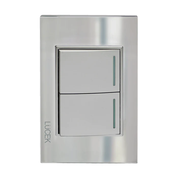 Lucek cristal espejo plata 2 interruptores de escalera de 1.5 mod