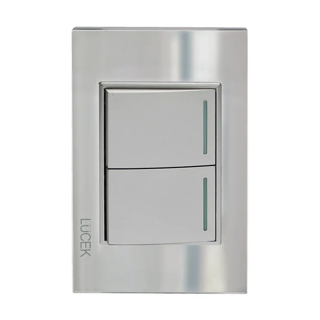 Lucek cristal espejo plata 2 interruptores de escalera de 1.5 mod
