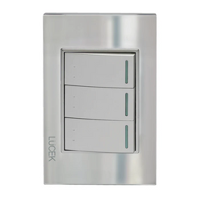 Lucek cristal espejo plata 3 interruptores de escalera de 1 mod