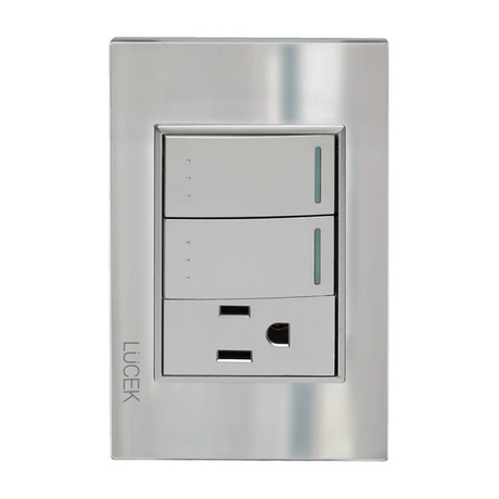 Lucek cristal espejo plata 2 interruptores de escalera y 1 contacto de 1 mod