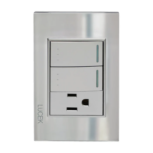 Lucek cristal espejo plata 2 interruptores de escalera y 1 contacto de 1 mod