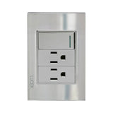 Lucek cristal espejo plata 1 interruptor sencillo y 2 contactos de 1 mod