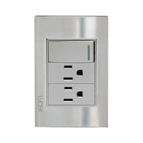 Lucek cristal espejo plata 1 interruptor sencillo y 2 contactos de 1 mod