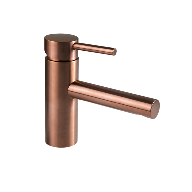 Monomando corto Urrea 9033INOX.8 para lavabo, inox bronce