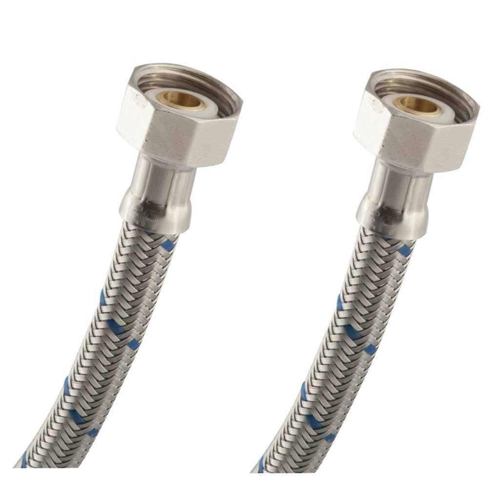Urrea LALL-40 Manguera para Lavabo, Tramado de Acero Inoxidable y Tuercas de Latón de 40 cm