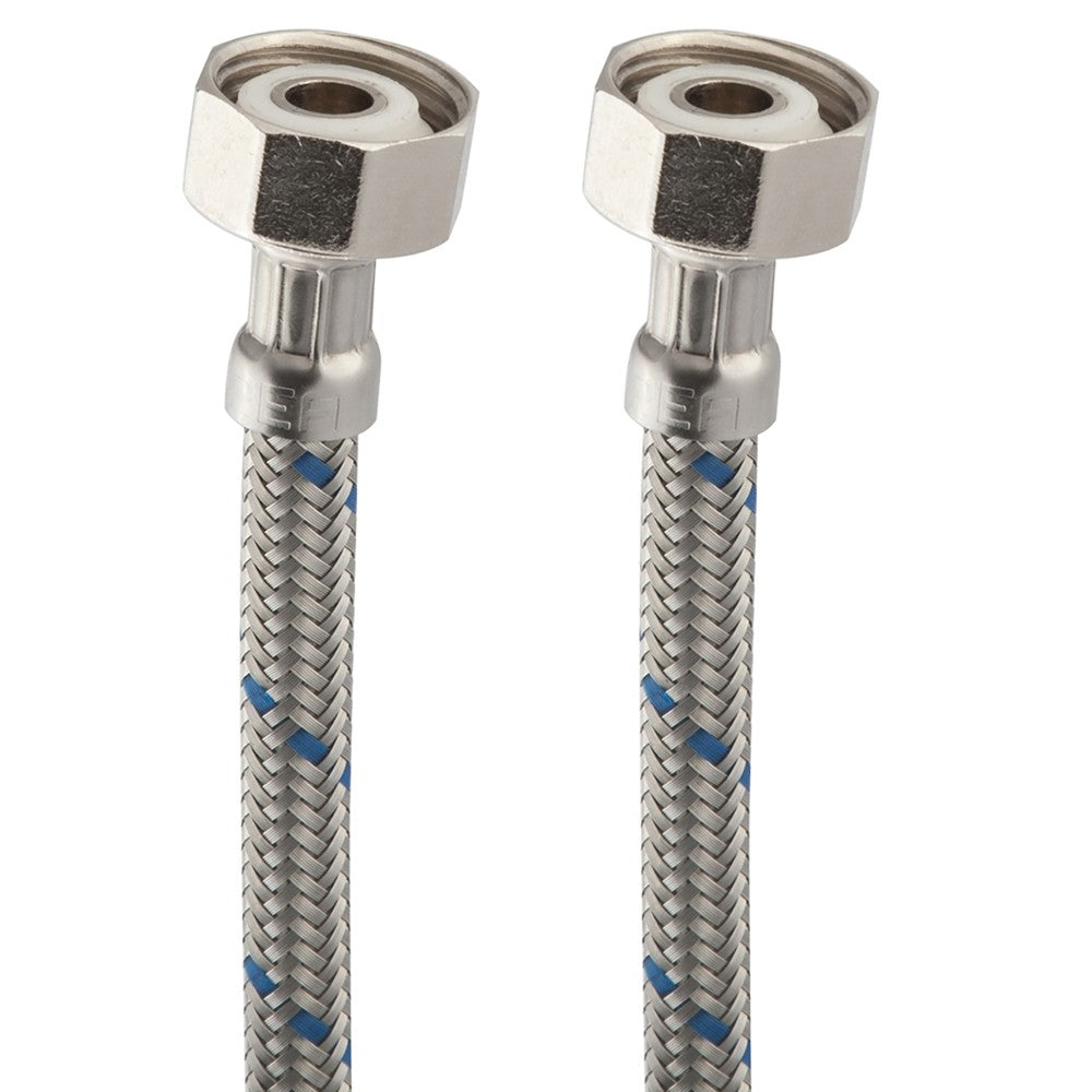 Urrea WALL-35 Manguera para W.C., Tramado de Acero Inoxidable y Tuercas de Latón de 35 cm
