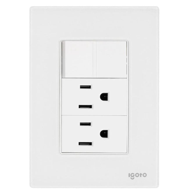 Igoto cristal 1 apag sencillo y 2 contactos de 1 mod bco CRIS1003