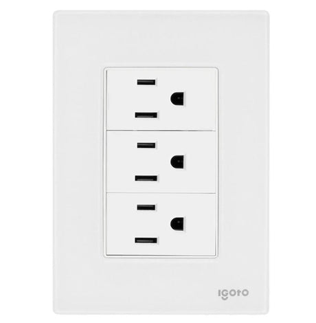 Igoto cristal 3 contactos sencillos de 1 mod bco CRIS1004