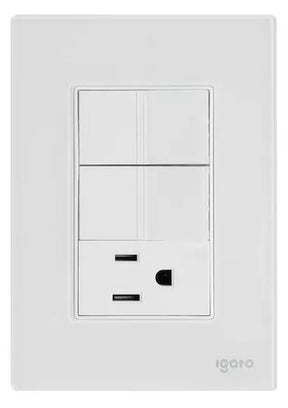 Igoto cristal con 2 apag sencillos y 1 contacto de 1 mod bco CRIS1009