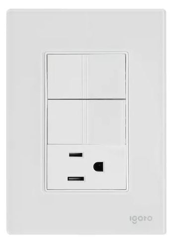 Igoto cristal con 2 apag sencillos y 1 contacto de 1 mod bco CRIS1009