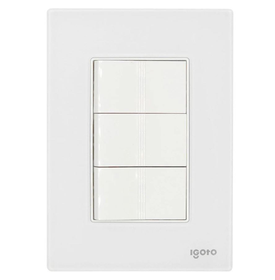 Igoto cristal con 3 apag sencillos de 1 mod bco CRIS1013