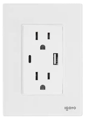 Igoto cristal 2 contactos de 1 mod, 1 USB y 1 USB c bco CRIS1025