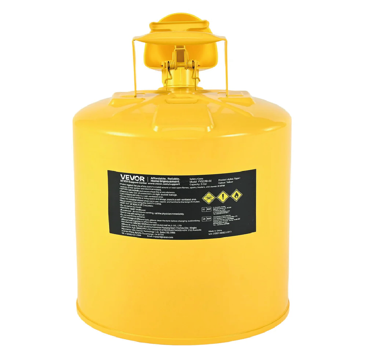 Vevor bidon de seguridad amarillo para diesel 5 galones