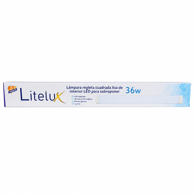 Litelux regleta ancha cuadrada 36wâ lisa luz blanca