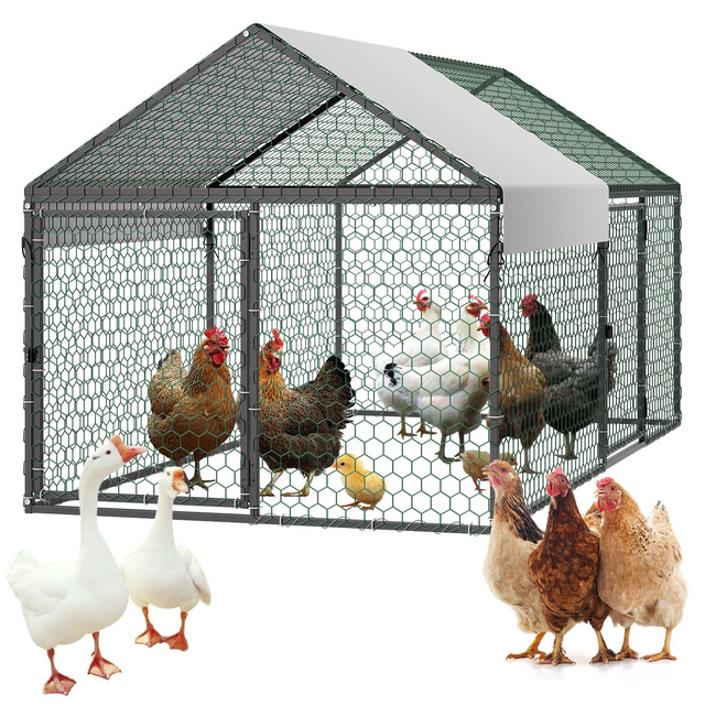 Gallinero metãlico vevor para 4-6 gallinas,â 100X190X100 cm, mod CRCFG0102